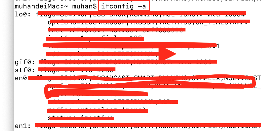 ifconfig-a指令显示所有网卡